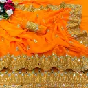 DISHA FASHION DURGA PUJA GEORGETTE BHALO MIRROR WEDDING,PARTY,FESTIVAL WEAR BOLLYWOOD SAREE.