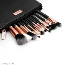 Minara Beauty|Professional Makeup Brush Applicator Set of 15pcs with Premium Leather Pouch (Black Colour)