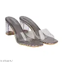 Grey Solid Sandals For Women