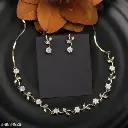 Trendy Elegant Cubic Zirconia Bridal Wedding Round Choker Necklace Costume Jewellery Sets for Women