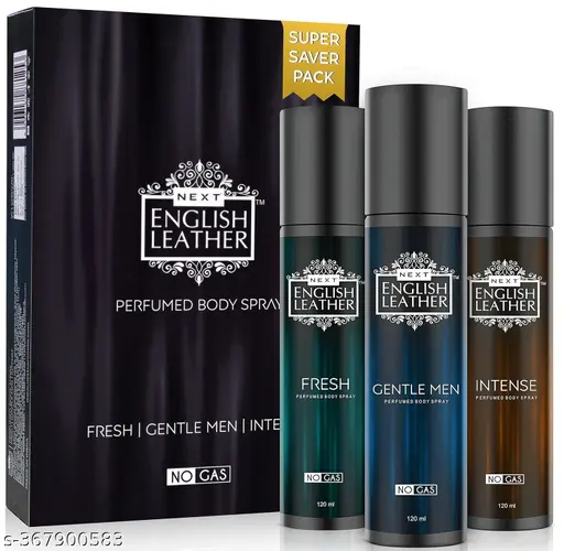 Next Care English Leather Fresh Intense Gentlemen Deo Perfume Body Spray - For Men & Women (360 ml, Pack of 3) | Valentines Gift Set Long Lasting Perfume | Travel Friendly