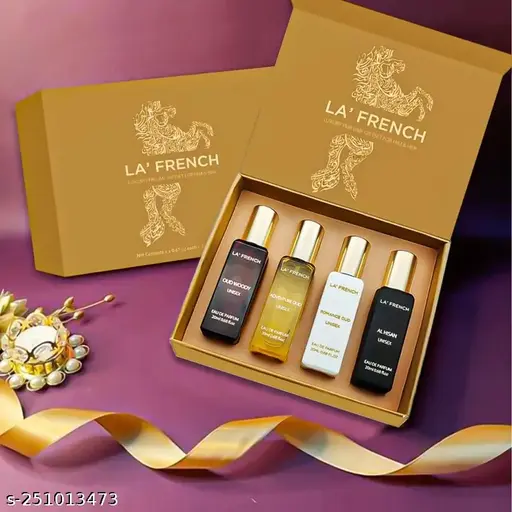 La French Luxury oudh Perfume Gift Set 4x20ml (Adventure Oud| Romance Oud| Al Hisan & Oud Woody| Long Lasting Fragrance Scent Pack of 1| for men & women | Perfect Gift for Her & Him