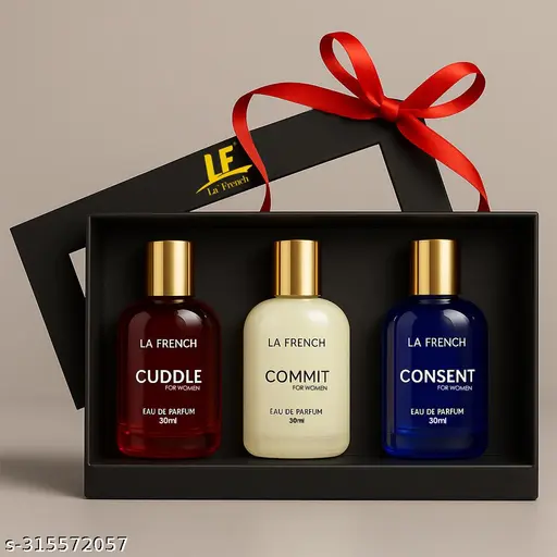 La French Perfume Gift Set for Women 3x30 ML Cuddle Commit & Consent Perfume Scent | Long Lasting EDP Fragrance Scent | Date night fragrance | Ideal gift for Women | Perfect Gift for H