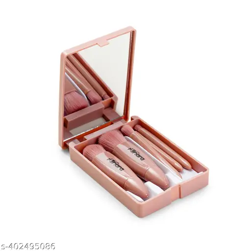 Minara Makeup Brush Applicator Set of 5 with Mirror (Nude Colour)