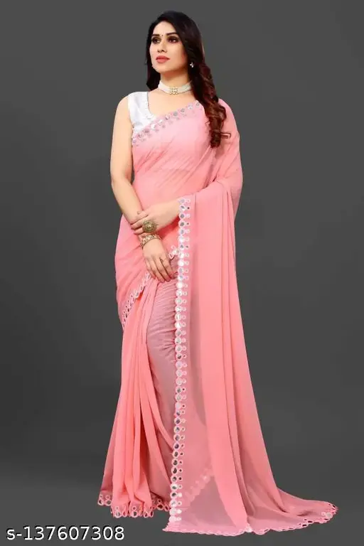 NEW FENCY GEORGETTE CUT WORK SAREE 